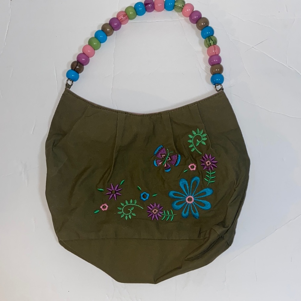 Children’s Place green and purple beaded floral purse
